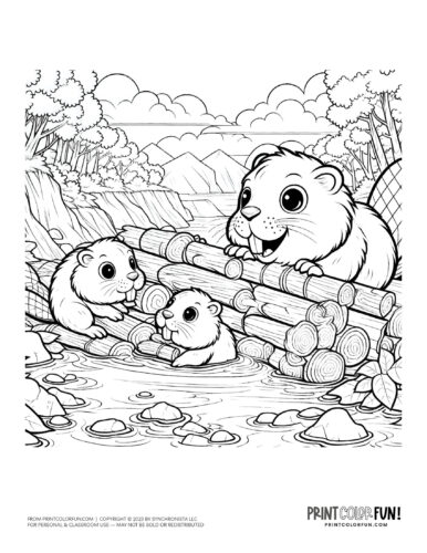 Beaver animal color clipart from PrintColorFun com (14)