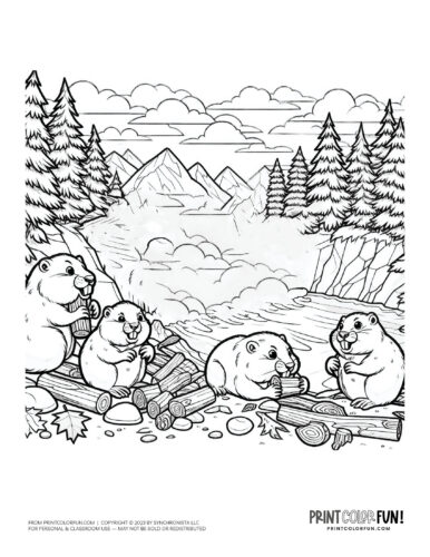 Beaver animal color clipart from PrintColorFun com (17)
