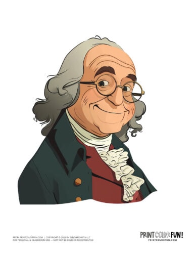 Benjamin Franklin clipart drawing - Historic portrait at PrintColorFun com