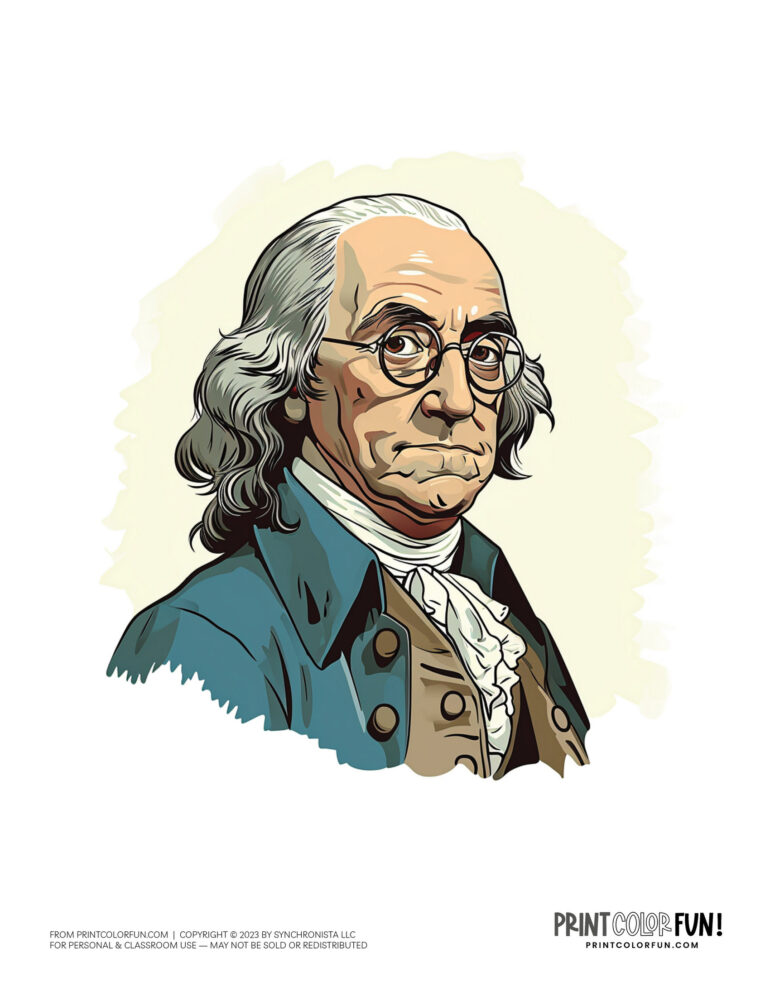 Benjamin Franklin drawing clipart - Historic portrait at PrintColorFun com