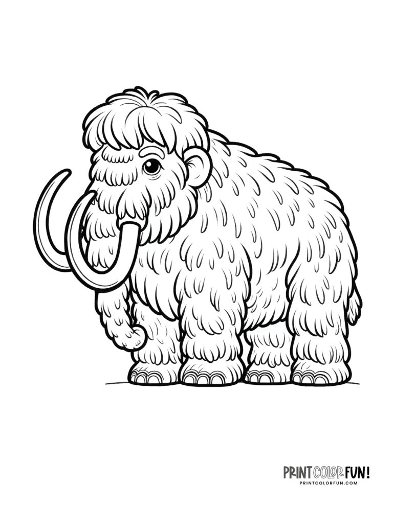 Woolly mammoth coloring pages & fun facts, at PrintColorFun.com