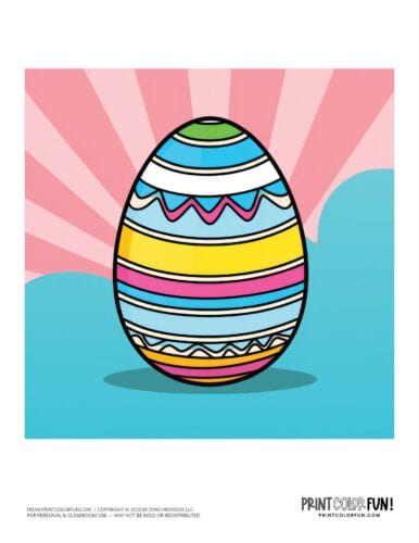 Big colorful decorated Easter egg clipart from PrintColorFun com (06)