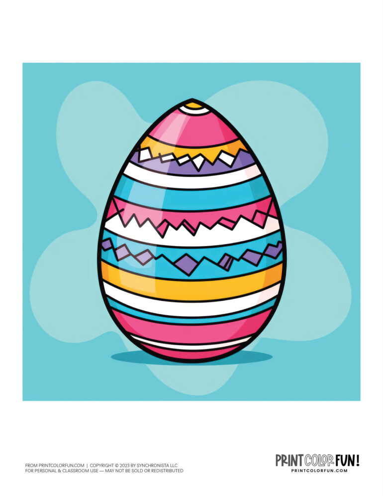 Big colorful decorated Easter egg clipart from PrintColorFun com (07)
