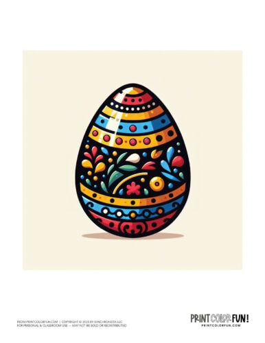 Big colorful decorated Easter egg clipart from PrintColorFun com