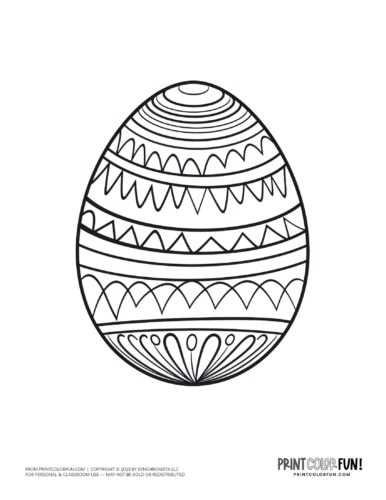 Big decorated Easter egg coloring page clipart from PrintColorFun com (04)