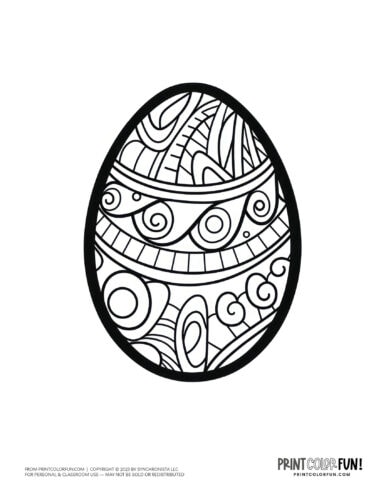 Big decorated Easter egg coloring page clipart from PrintColorFun com (05)