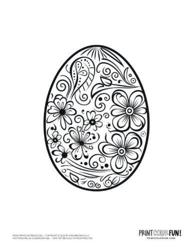 Big decorated Easter egg coloring page clipart from PrintColorFun com (08)