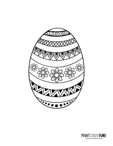 Big decorated Easter egg coloring page clipart from PrintColorFun com (09)
