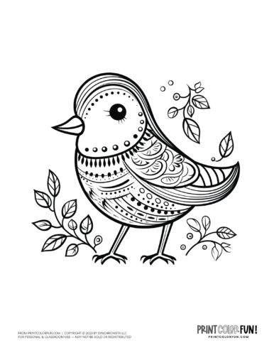 Bird coloring page clipart from PrintColorFun com 39