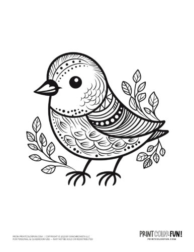 Bird coloring page clipart from PrintColorFun com 43