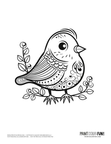 Bird coloring page clipart from PrintColorFun com 45