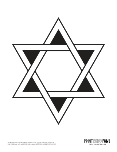 Black and white Star of David color clipart from PrintColorFun com 1