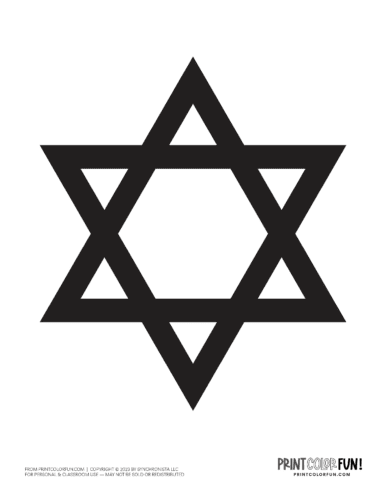Black and white Star of David color clipart from PrintColorFun com 2