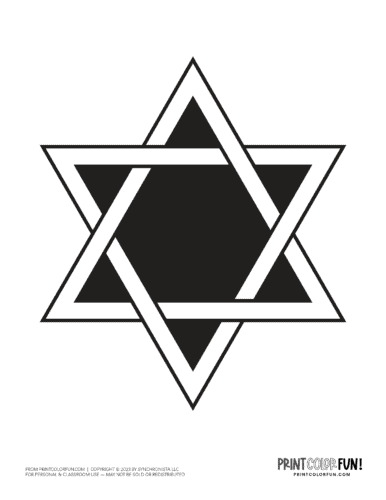 Black and white Star of David color clipart from PrintColorFun com 3
