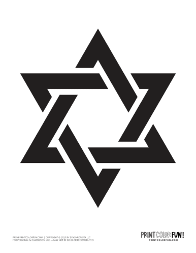 Black and white Star of David color clipart from PrintColorFun com 4