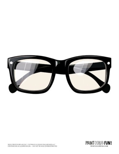 Black framed eyeglasses clipart from PrintColorFun com