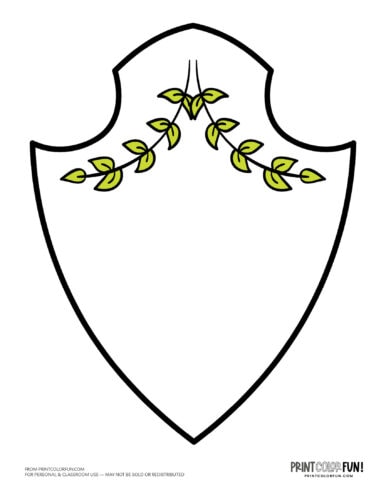 Blank coat of arms family shield with green leaves (3) at PrintColorFun com