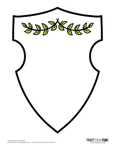 Blank coat of arms family shield with green leaves (6) at PrintColorFun com