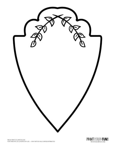 Blank coat of arms family shield with leaves coloring page (1) at PrintColorFun com