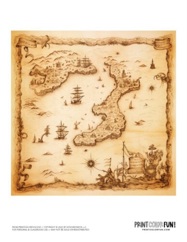 Blank pirate map clipart from PrintColorFun com 2