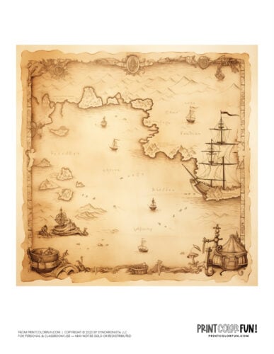 Blank pirate map clipart from PrintColorFun com 3