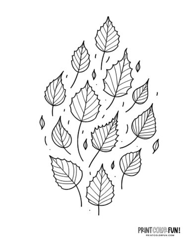 Blowing fall leaves coloring page from PrintColorFun com