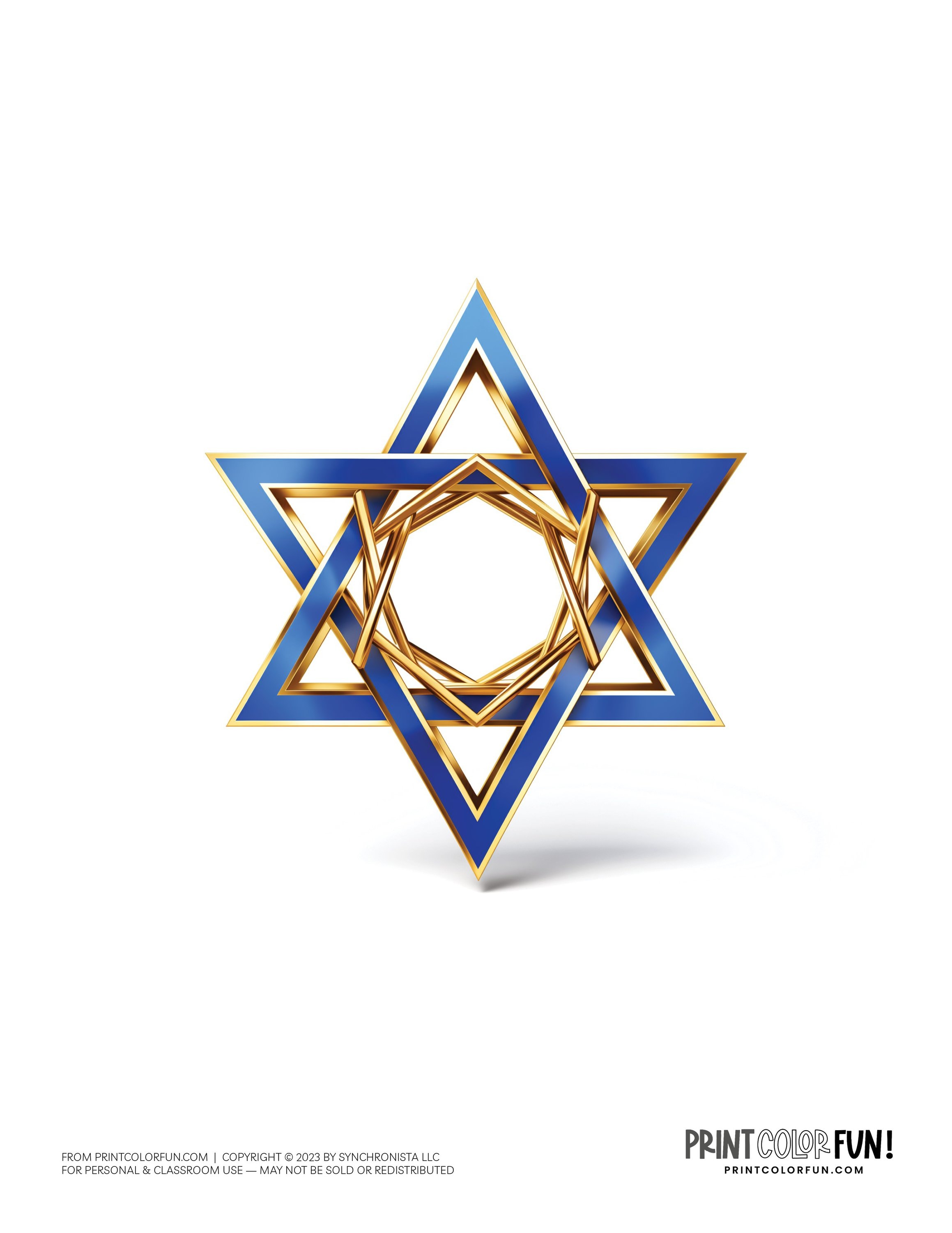 21 Star of David clipart pages for creative learning, at PrintColorFun.com