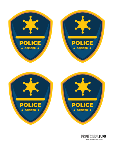 Blue and yellow color printable play police badges from PrintColorFun com (6)