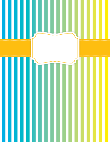 Blue and yellow gradient stripes binder cover from PrintColorFun com (front)