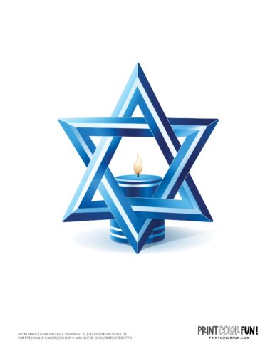 Blue candle with Star of David color clipart from PrintColorFun com 2
