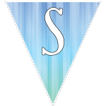 Blue-green striped party decoration flags with white letters 11