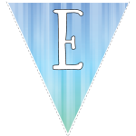Blue-green striped party decoration flags with white letters