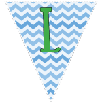 Blue zig-zag party decoration flags with green letters 12