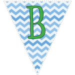 Blue zig-zag party decoration flags with green letters 2