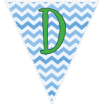 Blue zig-zag party decoration flags with green letters 4