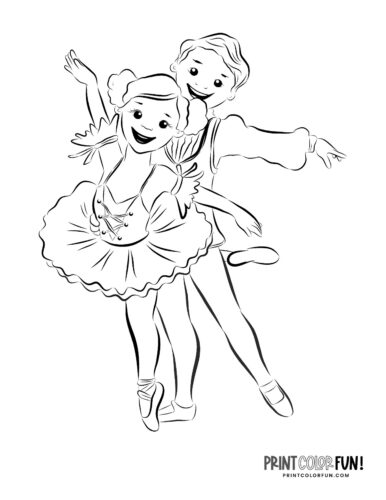 Boy and girl dancing ballet coloring page