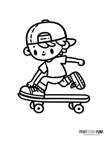 Boy on a skateboard coloring page from PrintColorFun com