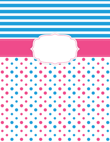 Bright blue and pink binder cover printable - Front