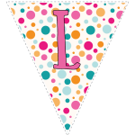 Bright polka dot decoration flags with pink letters 12