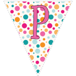 Bright polka dot decoration flags with pink letters 128