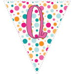 Bright polka dot decoration flags with pink letters
