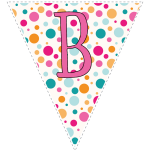 Bright polka dot decoration flags with pink letters 2
