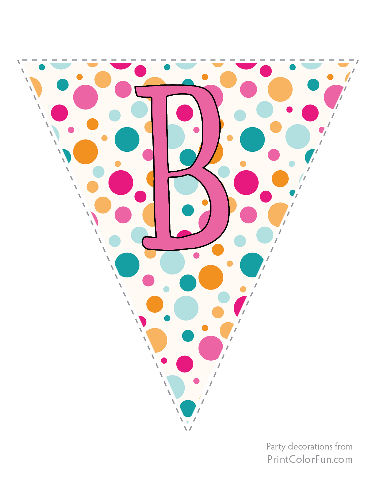 Bright polka dot flags with pink lettering - Print Color Fun!