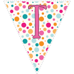 Bright polka dot decoration flags with pink letters 128