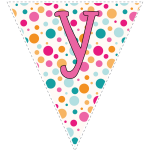 Bright polka dot decoration flags with pink letters