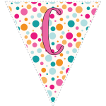 Bright polka dot decoration flags with pink letters 3