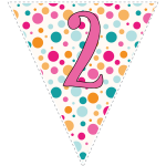 Bright polka dot decoration flags with pink letters 128