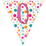 Bright polka dot decoration flags with pink letters 128