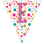 Bright polka dot decoration flags with pink letters
