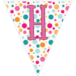 Bright polka dot flags with pink lettering - Print Color Fun!